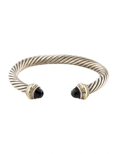 Pre-owned David Yurman Onyx Cable Classic Cuff, 6.5" In Multi