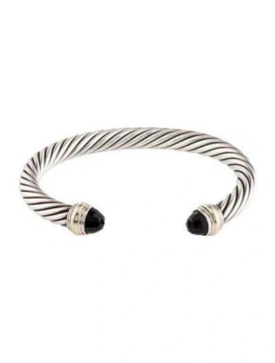 Pre-owned David Yurman Onyx Cable Classic Cuff, 6.75" In Multi