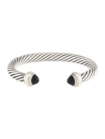 Pre-owned David Yurman Onyx Cable Classics Bracelet, 6.75" In Multi