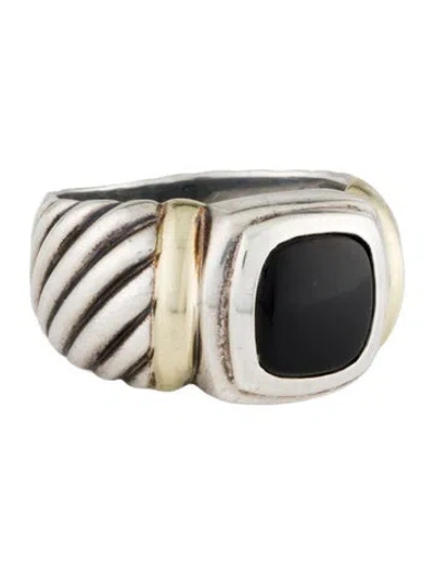 Pre-owned David Yurman Onyx Cable Signet Ring In Multi
