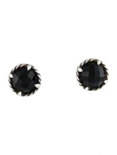 Pre-owned David Yurman Onyx Chatelaine Stud Earrings In Multi