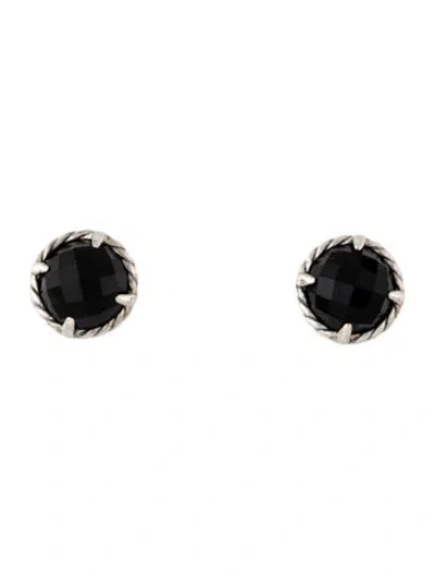 Pre-owned David Yurman Onyx Chatelaine Stud Earrings In Multicolor