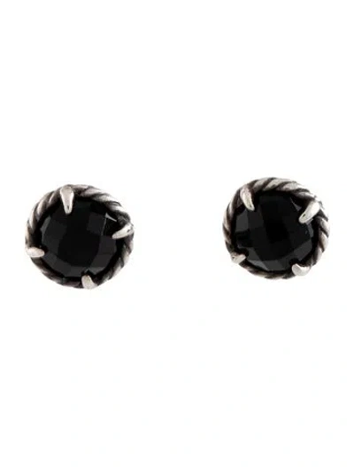 Pre-owned David Yurman Onyx Chatelaine Stud Earrings In Multicolor