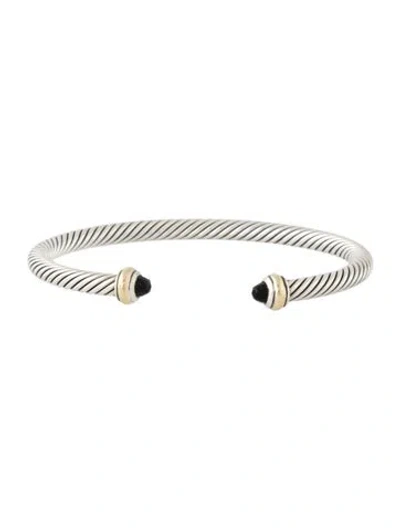 Pre-owned David Yurman Onyx Classic Cable Bracelet, 6" In Multi