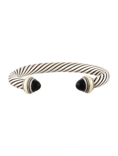 Pre-owned David Yurman Onyx Classic Cable Bracelet, 6" In Multi