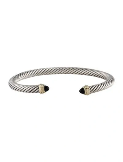 Pre-owned David Yurman Onyx Classic Cable Bracelet, 6.5" In Multi