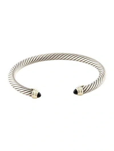 Pre-owned David Yurman Onyx Classic Cable Bracelet, 6.5" In Multi