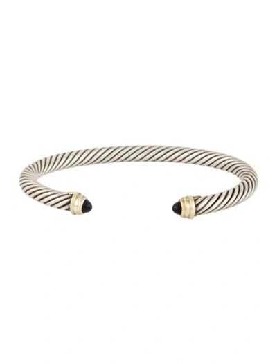 Pre-owned David Yurman Onyx Classic Cable Bracelet, 6.5" In Multi