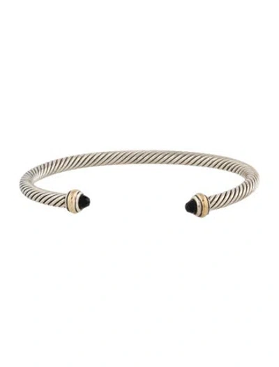 Pre-owned David Yurman Onyx Classic Cable Bracelet, 6.5" In Multi