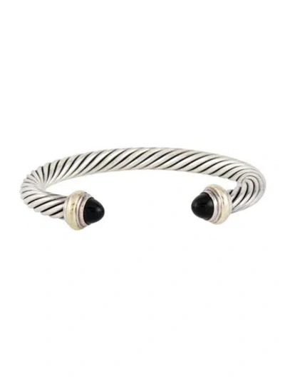 Pre-owned David Yurman Onyx Classic Cable Bracelet, 6.5" In Multi
