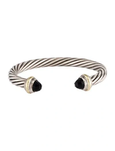 Pre-owned David Yurman Onyx Classic Cable Bracelet, 6.5" In Multi