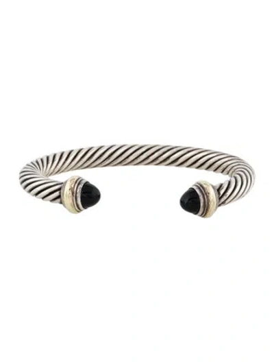 Pre-owned David Yurman Onyx Classic Cable Bracelet, 6.75" In Multi