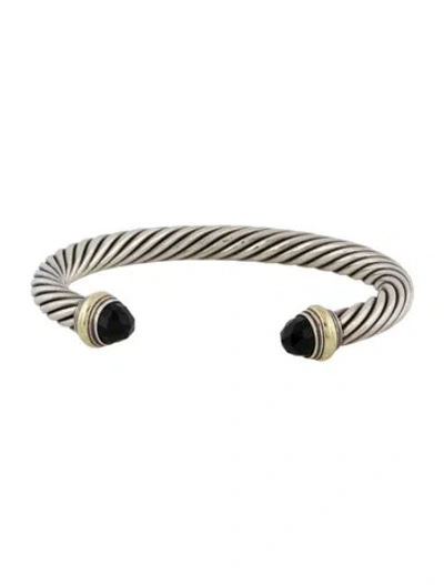 Pre-owned David Yurman Onyx Classic Cable Bracelet, 6.75" In Multi
