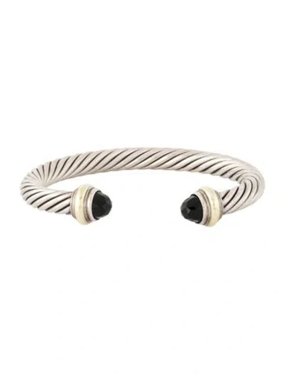 Pre-owned David Yurman Onyx Classic Cable Bracelet, 6.75" In Multi