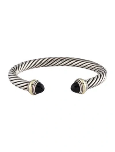 Pre-owned David Yurman Onyx Classic Cable Bracelet, 6.75" In Multi