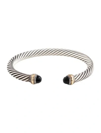 Pre-owned David Yurman Onyx Classic Cable Bracelet, 8" In Multi