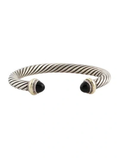 Pre-owned David Yurman Onyx Classic Cable Cuff, 6.75" In Multi