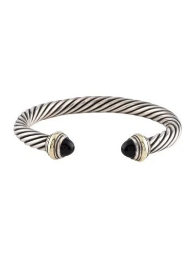 Pre-owned David Yurman Onyx Classic Cable Cuff, 6.75" In Multi