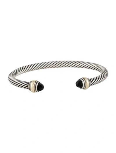 Pre-owned David Yurman Onyx Classic Cable Cuff Bracelet, 6.75" In Multi