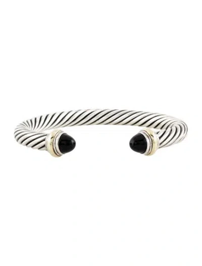 Pre-owned David Yurman Onyx Classic Cuff Bracelet, 7" In Multi