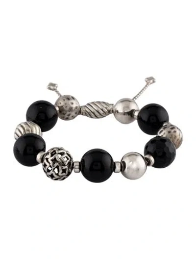Pre-owned David Yurman Onyx Dy Elements Bead Bracelet, 9.25" In Multi