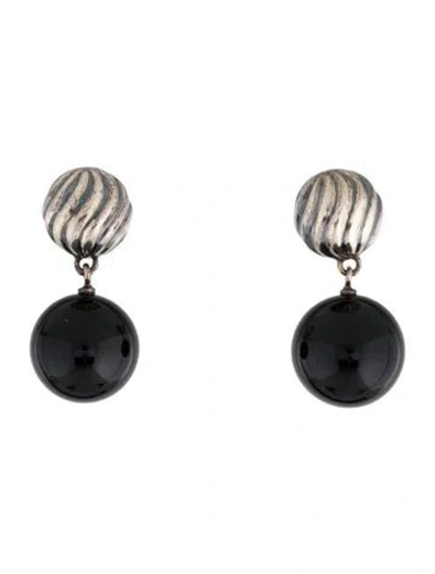 Pre-owned David Yurman Onyx Elements Drop Earrings In Multi