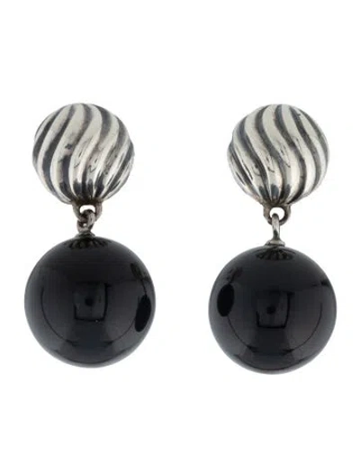 Pre-owned David Yurman Onyx Elements Drop Earrings In Multi