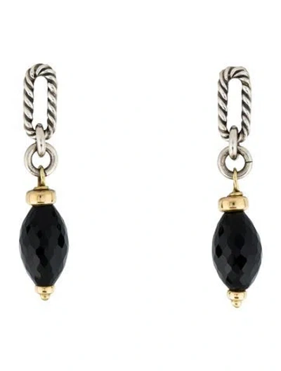 Pre-owned David Yurman Onyx Figaro Drop Earrings In Multi