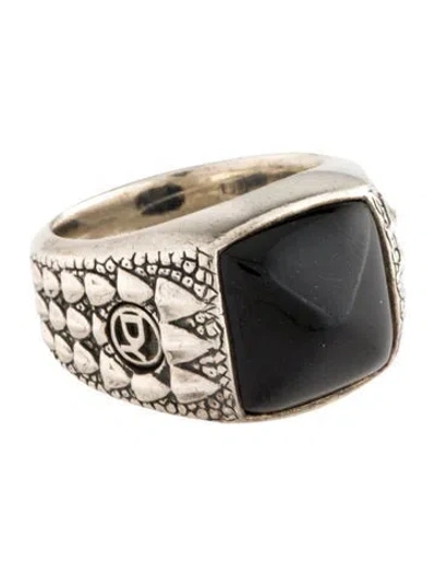 Pre-owned David Yurman Onyx Gator Signet Ring In Multi