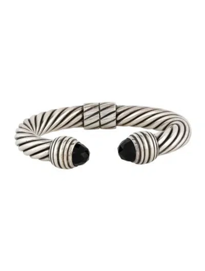 Pre-owned David Yurman Onyx Hinged Cuff Bracelet, 6" In Multi