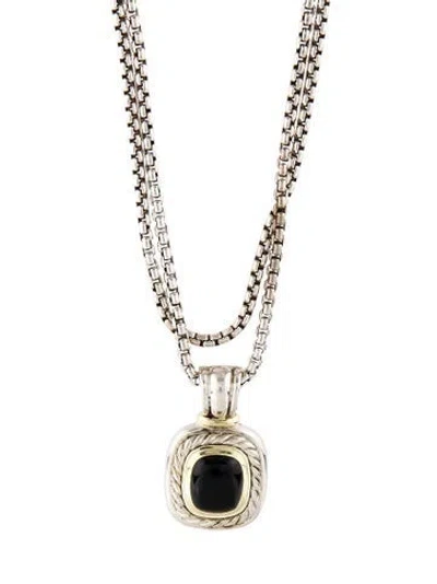 Pre-owned David Yurman Onyx Pendant Enhancer Necklace, 72" In Multi