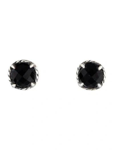 Pre-owned David Yurman Onyx Petite Chatelaine Stud Earrings In Multi