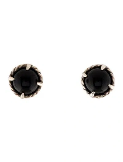 Pre-owned David Yurman Onyx Petite Chatelaine Studs In Multi