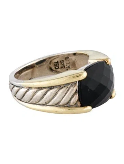 Pre-owned David Yurman Onyx Sculpted Cable Ring In Multi