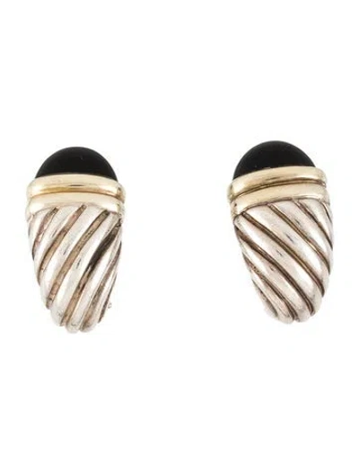 Pre-owned David Yurman Onyx Shrimp Earclips In Multi