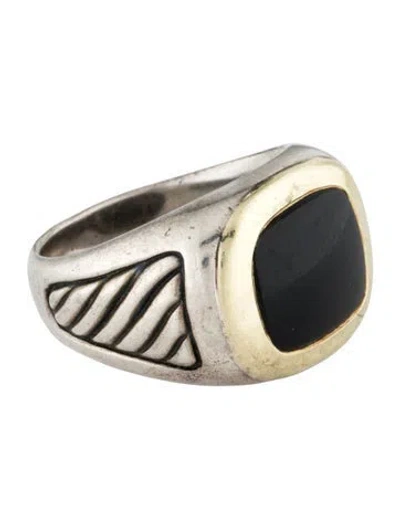 Pre-owned David Yurman Onyx Signet Ring In Multi