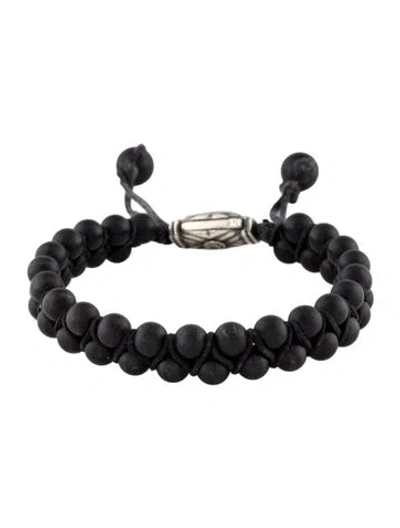 Pre-owned David Yurman Onyx Spiritual Beads Two Row Woven Bracelet, 9.75" In Multi