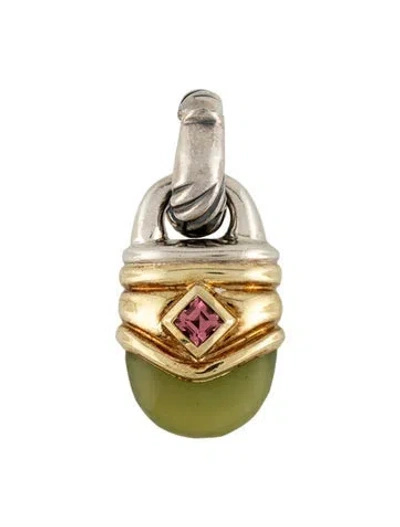 Pre-owned David Yurman Opal & Tourmaline Renaissance Pendant Enhancer, 1.25" In Multicolor