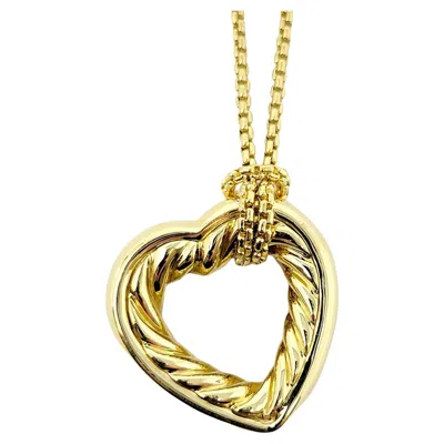 Pre-owned David Yurman Open Heart Cable Pendant Necklace On Box Chain 18 Karat Yellow Gold