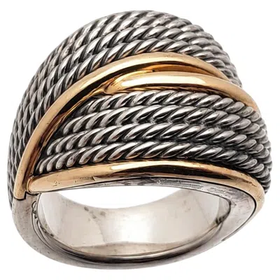 Pre-owned David Yurman Origami Crossover Ring 18k Yellow Gold And Sterling Silver