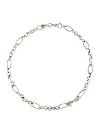 Pre-owned David Yurman Oval Cable Chain Link Necklace, 22" In Multicolor