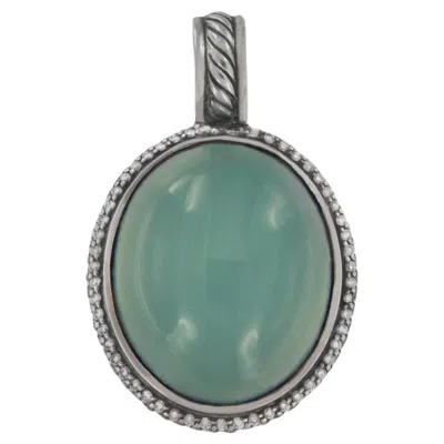 Pre-owned David Yurman Oval Chalcedony Pendant With Diamonds In Multi