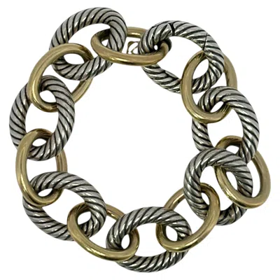 Pre-owned David Yurman Oval Link Chain Bracelet Sterling 18k Yellow Gold Extra Large Size