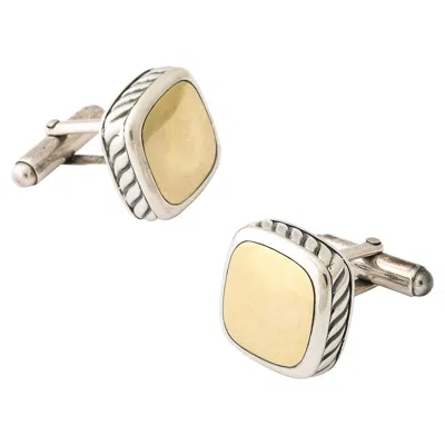 Pre-owned David Yurman Pair Of  Cufflinks In Sterling Silver And 18k Yellow Gold