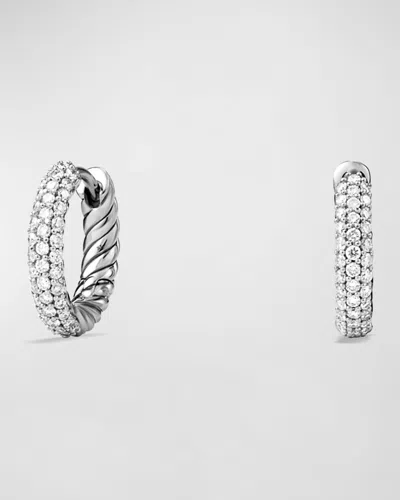 David Yurman Pave Huggie Earrings In Pave Diamonds