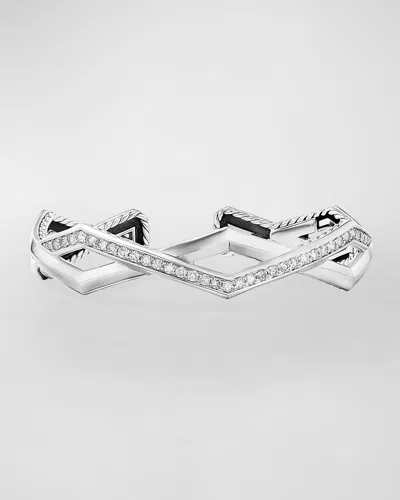 David Yurman Pave Stax Bracelet With Diamonds In Silver, 5mm In Adi