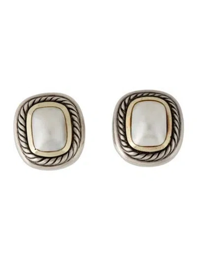 Pre-owned David Yurman Pearl Albion Earclips In Multi