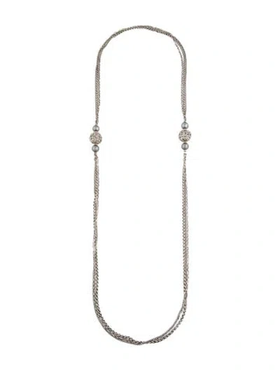 Pre-owned David Yurman Pearl & Diamond Quatrefoil Multistrand Necklace, 2"