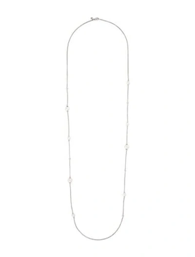 Pre-owned David Yurman Pearl & Diamond Station Necklace, 42" In Multi