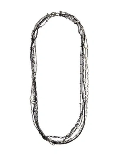 Pre-owned David Yurman Pearl & Hematine Station Multi-strand Necklace, 33"